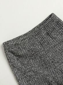 SHEIN 少女補丁細節荷葉邊上衣和緊身褲 - 深灰色 - 查看 4