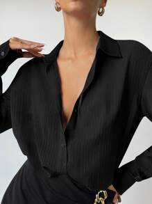 BizChic Camicia monocolore con bottone frontale - nero - Visualizzare 7