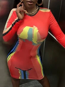 Slaydiva In Đồ họa Váy bodycon - Nhiều màu - Xem 1