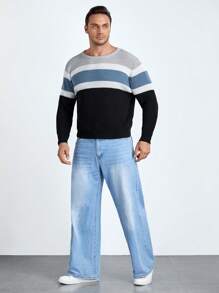 EASEVO Men Plus Color Block Sweater - Multicolor - View 3