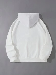 SHEIN EZwear 萬聖節1入組骷髏手掌圖案拉鏈開襟落肩袖連帽衫 - 白色 - 查看 2