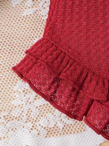 Baby Girl Ruffle Trim Tee & Leggings - Burgundy - View 4