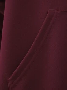 Manfinity Hypemode Nam Lỏng lẻo phù hợp Hoodie Với In Khẩu hiệu , Túi kangaroo Và Dây rút Khép kín - Màu Đỏ Sâu - Xem 5