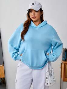 SHEIN EZwear Plus Size Slogan Graphic Drop Shoulder Sweatshirt - Baby Blue - View 6
