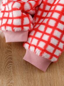 SHEIN Girls Baby Plaid Print Raglan Sleeve Sweatshirt & Sweatpants - Multicolor - View 6