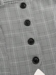 SHEIN MOD Plaid Print Square Neck Asymmetrical Hem Blouse - Camel - View 4