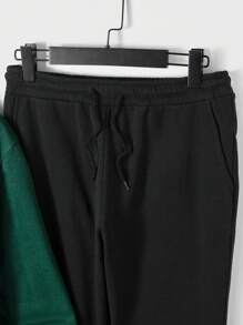 EURMUSE Men Deer Print Drawstring Sweatshirt & Sweatpants - Green - View 7