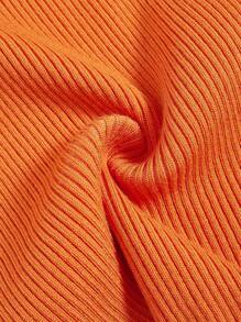 SHEIN EZwear Solid Crop Tank Knit Top - Orange - View 3