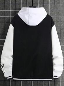 Aesthetic Post 大碼字母圖案雙色飛行員夾克無連帽衫 - 彩色 - 查看 2