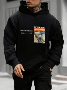 RueChic Men Slogan Graphic Hoodie - Black - View 1