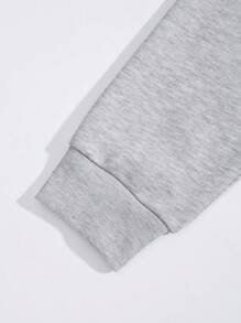 ROMWE MEN Street Life Nam Đồ họa Chữ cái Dây rút Hoodie - Xám - Xem 7