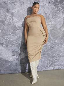 SHEIN SXY Große Größe Tube figurbetontes Kleid mit geraffter Seite,