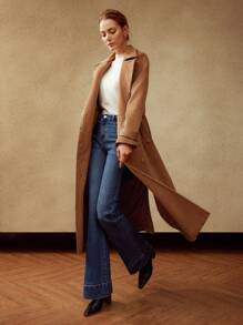 MOTF PREMIUM BELTED WOOL-BLEND COAT - Brown - View 6