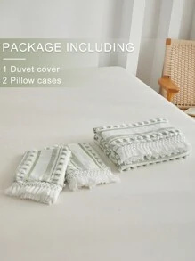 3入組波西米亞風格滌綸枕套&被子套套裝帶&流蘇,合適的適用於四季