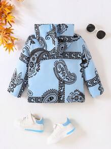 Áo khoác có mũ trùm đầu in họa tiết Paisley cho bé trai - Màu xanh lam - Xem 2