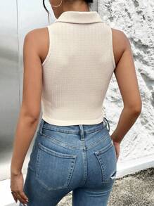 SHEIN Essnce Top tank crop de cuello polo - Albaricoque - Ver 2