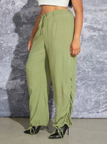 SHEIN SXY Plus Drawstring Waist Solid Pants