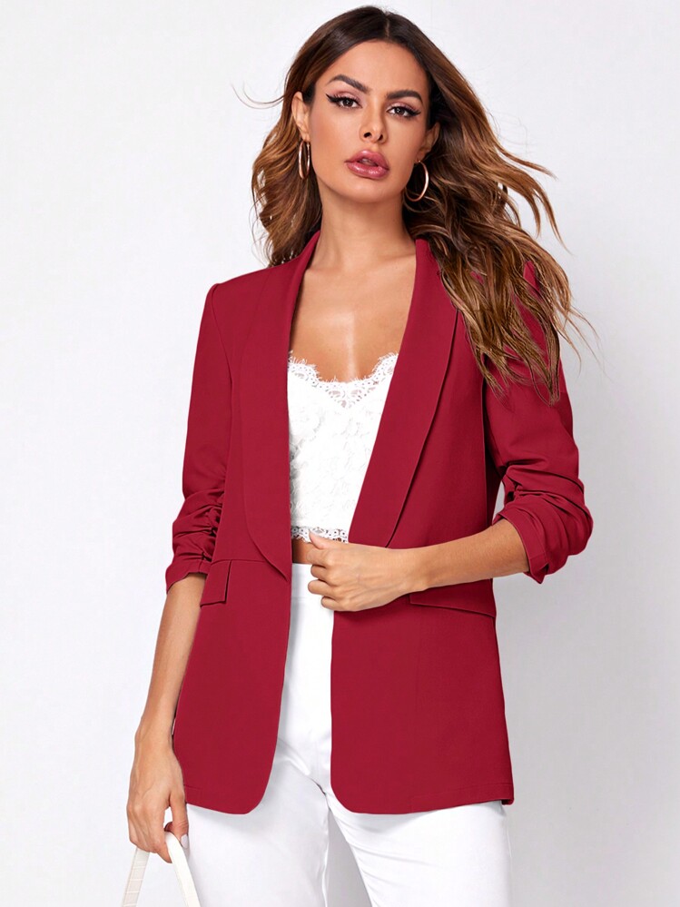 SHEIN LUNE Women Fashion Spring Classic Burgundy Blazer For