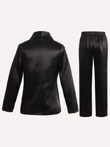 Tween Boy Shawl Collar Blazer & Suit Pants - Black - View 2