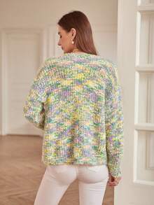 SHEIN Frenchy Space Dye Drop Shoulder Cardigan - Multicolor - View 3