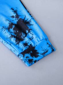 SHEIN Tween Boy Bear Print Tie Dye Pullover & Sweatpants - Blue - View 3