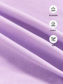 Solid Color Round Neck Short Sleeve Teenage Girls' T-Shirt Printed With Bear And Slogan - Lilac Purple - View 4