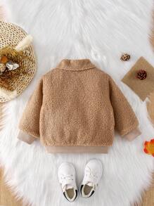 Baby Girl Flap Pocket Teddy Coat