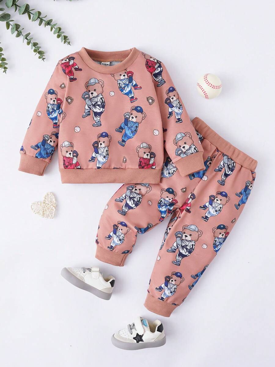 男嬰卡通圖案衛衣和衛褲