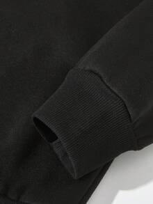 Manfinity 男士標語和卡通圖案落肩運動衫 - 黑色 - 查看 7