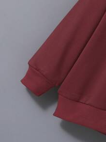 Young Boy Christmas Print Sweatshirt - Burgundy - View 3