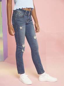Jeans rotos para niña preadolescente