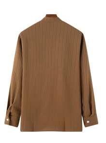 Men Solid Button Up Shirt - Brown - View 3