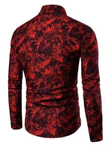 Men Plus Allover Print Shirt - Red - View 2