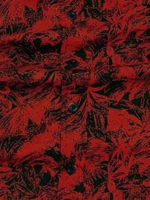 Men Plus Allover Print Shirt - Red - View 4