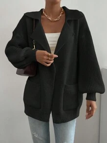 Chiquease Dual Pocket Drop Shoulder Cardigan - Black - View 5