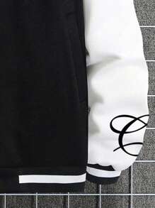 Aesthetic Post 大碼字母圖案雙色飛行員夾克無連帽衫 - 彩色 - 查看 5