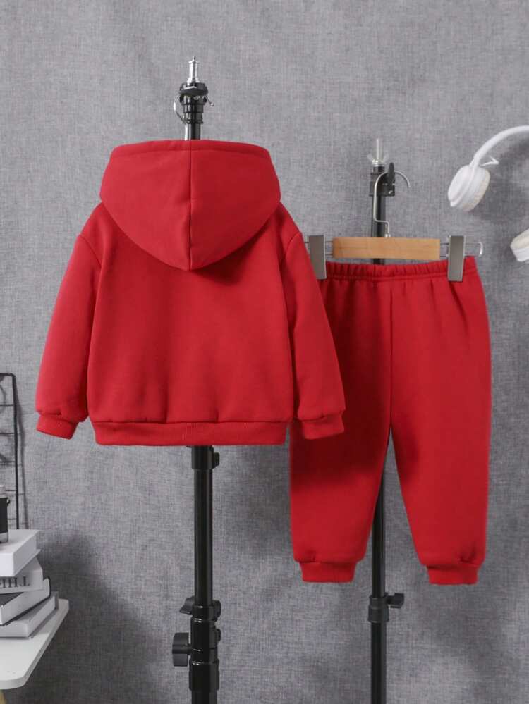 Baby Boy Slogan Graphic Thermal Lined Hoodie & Sweatpants