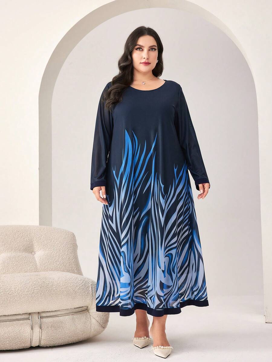 Mulvari Plus Graphic Print Tunic Dress - Multicolor - View 1