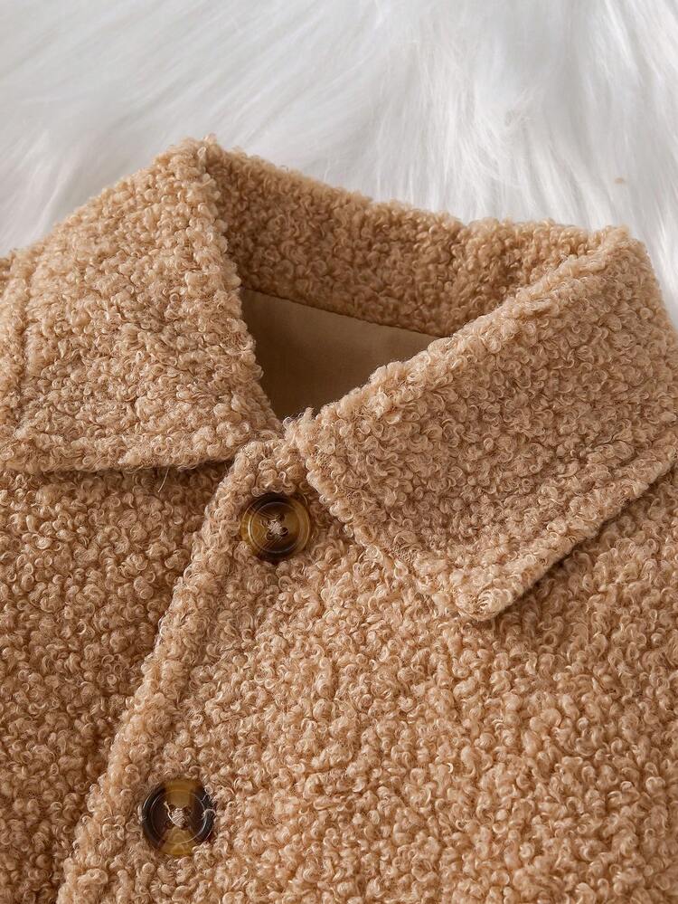 Baby Girl Flap Pocket Teddy Coat