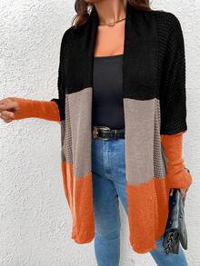 SHEIN LUNE Cárdigan de manga murciélago con bloques de color para tallas grandes - Multicolor - Ver 5