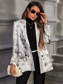 Aveloria 紮染雙排釦翻蓋細節西裝外套