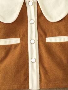 Palton de lână de culoare contrastantă pentru fetițe