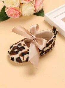 Baby Girl Bow Decor Leopard Print Flats - Multicolor - View 3