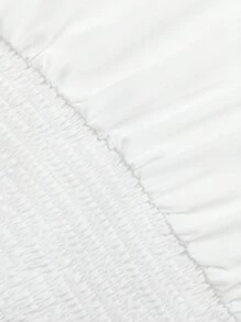 SHEIN MOD 繫帶領荷葉邊荷葉袖荷葉邊繫帶領襯衫 - 白色 - 查看 4