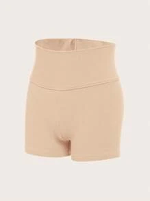 SHEIN 女大童素色寬腰帶條紋針織騎行褲