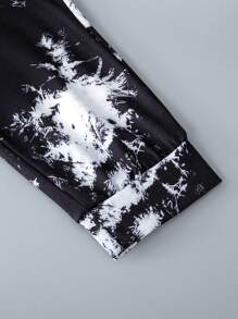 SHEIN 男大童紮染小熊印花套頭衫和運動褲 - 黑色 - 查看 4