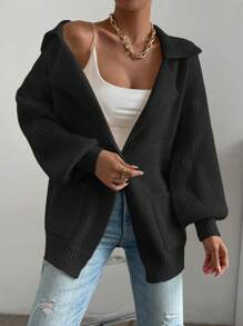 Chiquease Dual Pocket Drop Shoulder Cardigan - Black - View 6