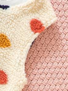 Áo khoác gấu bông in họa tiết chấm bi cho bé gái mùa Giáng sinh - Màu Khaki - Xem 5