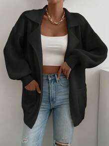 Chiquease Dual Pocket Drop Shoulder Cardigan - Black - View 7