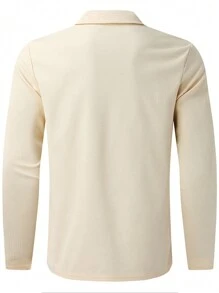 男士素色拉鏈開襟夾克 - 卡其色 - 查看 2